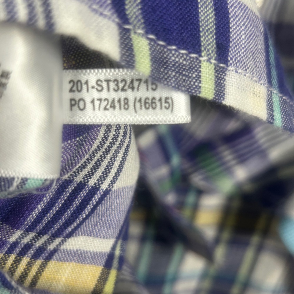 Tommy Bahama Mens 100% Linen 3XL Plaid Button Front Shirt Blue Purple ST324715 - Picture 6 of 7